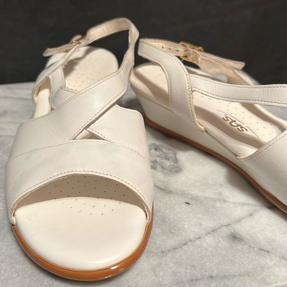 SAS Tripad Comfort White Wedge Sandals